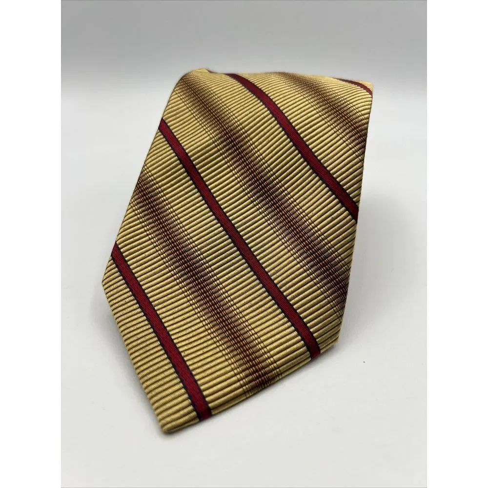 JOS A BANK Signature Collection Men's Silk Cotton Blend Necktie Gold Red Striped